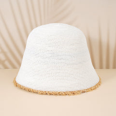 Vintage Straw Bucket Hat Sun Visor for Women