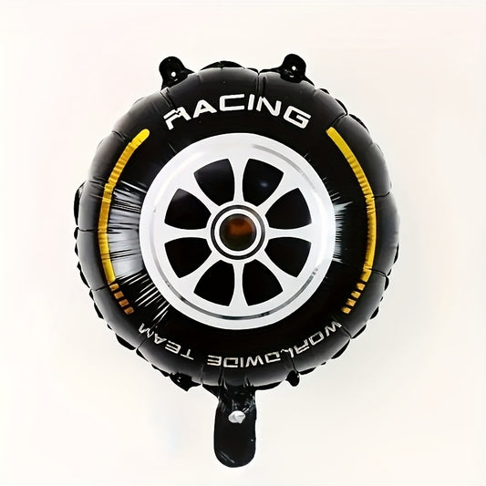 6pcs Racing Theme Tire Balloons Red Yellow Round Decorations