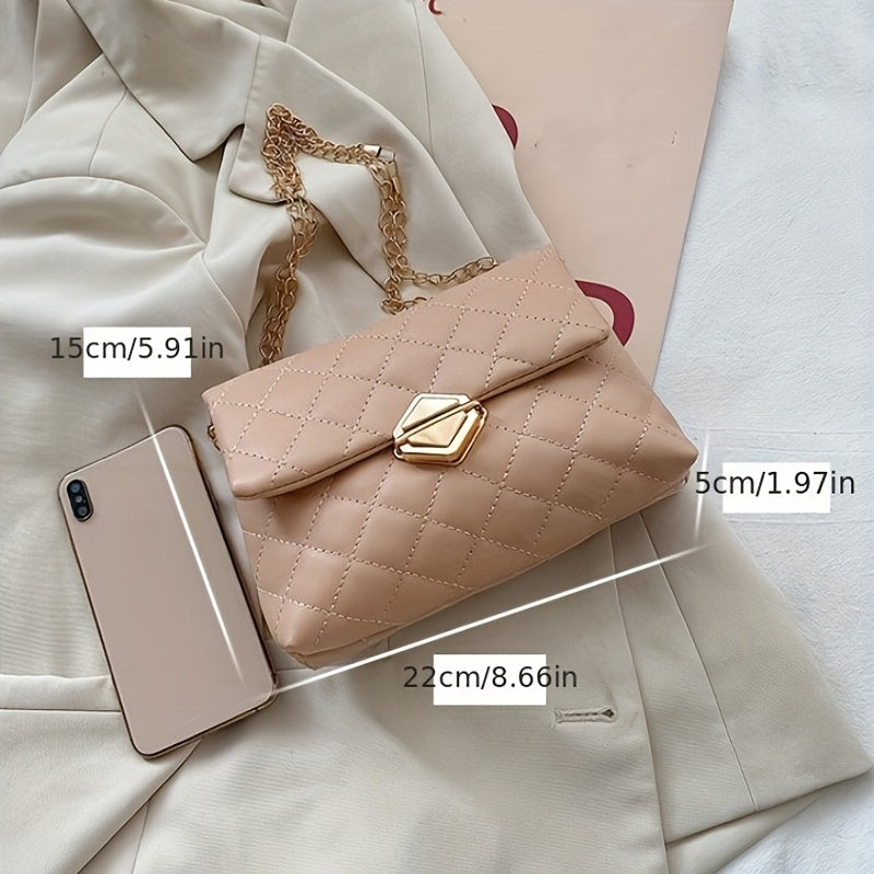 Quilted Chain Crossbody Bag Square Shoulder Bag for Women