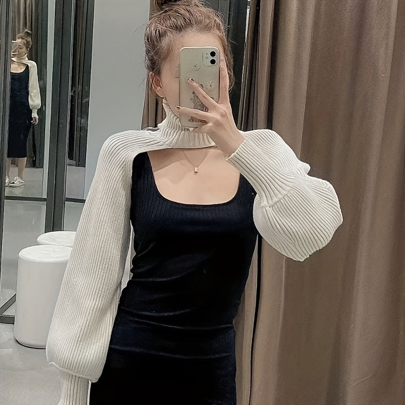 Solid Knitted Shawl Warm Arm Sleeves For Women