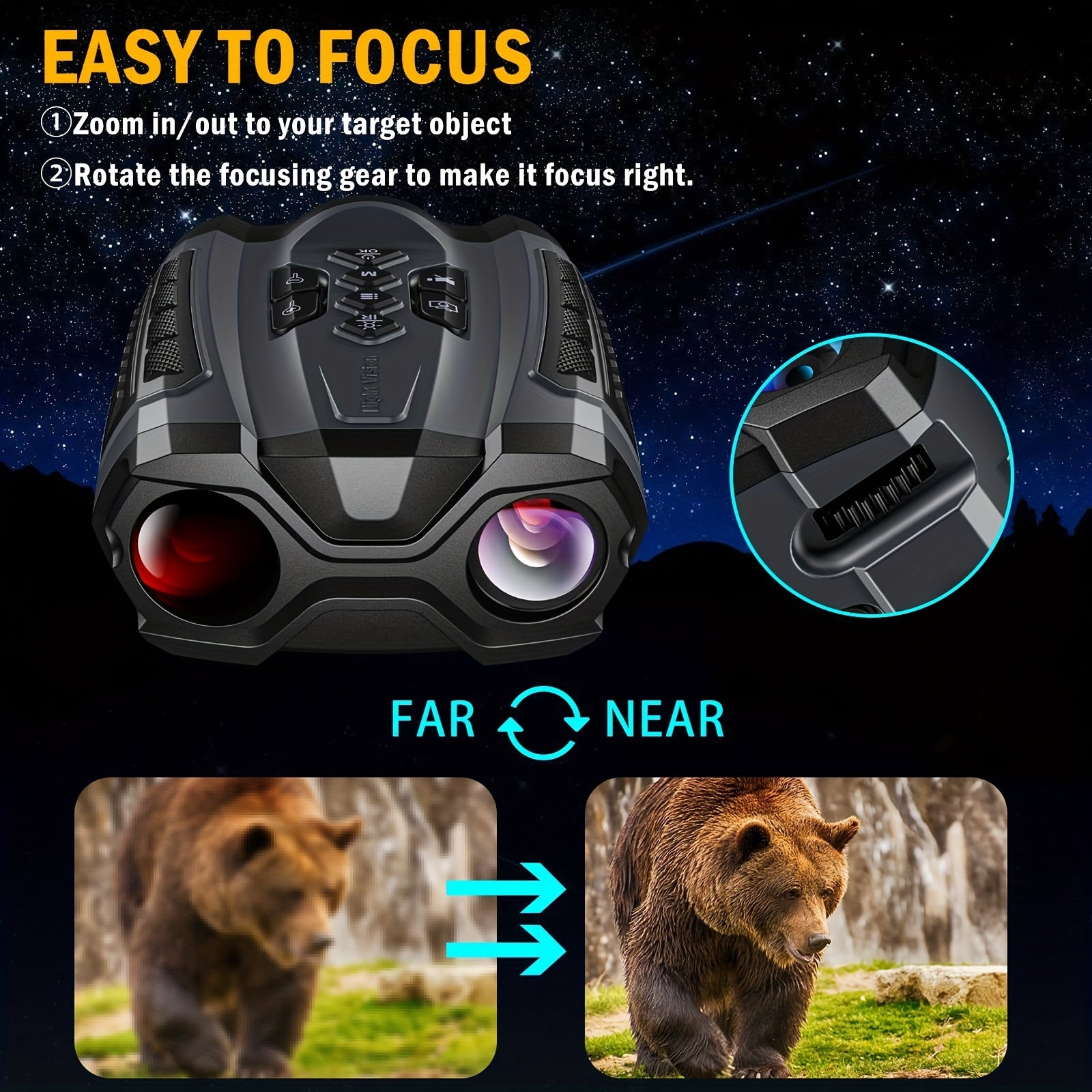 Night Vision 4K Infrared Binoculars 10X Digital Zoom 32GB Card