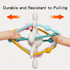 Baby Teething Rattle Toy - Silicone Teether & Shake Ball for 0 Months