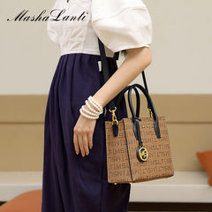 Letter Pattern Double Handle Bag Women's Shoulder Bag