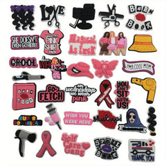 33pcs Pink Girls Theme Pvc Decorative Buckle For Shoes
