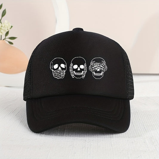 Children's Three Skulls Mesh Baseball Cap Sunshade Breathable Cap ForBoys