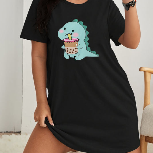  Dino Print Short Sleeve Nightdress