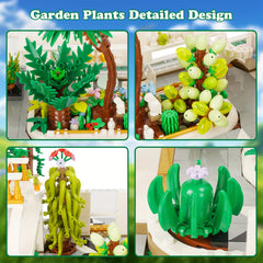 Garden Building Blocks Set with Plants, Greenhouse Toy Gift for Adults