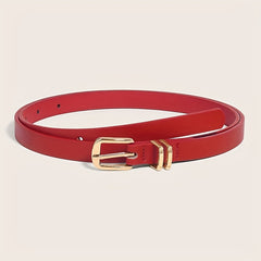 Metal Pin Buckle Thin Belt PU Leather Solid Belts Women Pants Dress Coat Belts