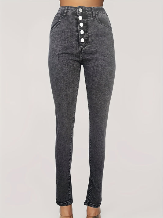 High Waist Casual Skinny Jeans High Rise Slim Fit Denim Pants Women's