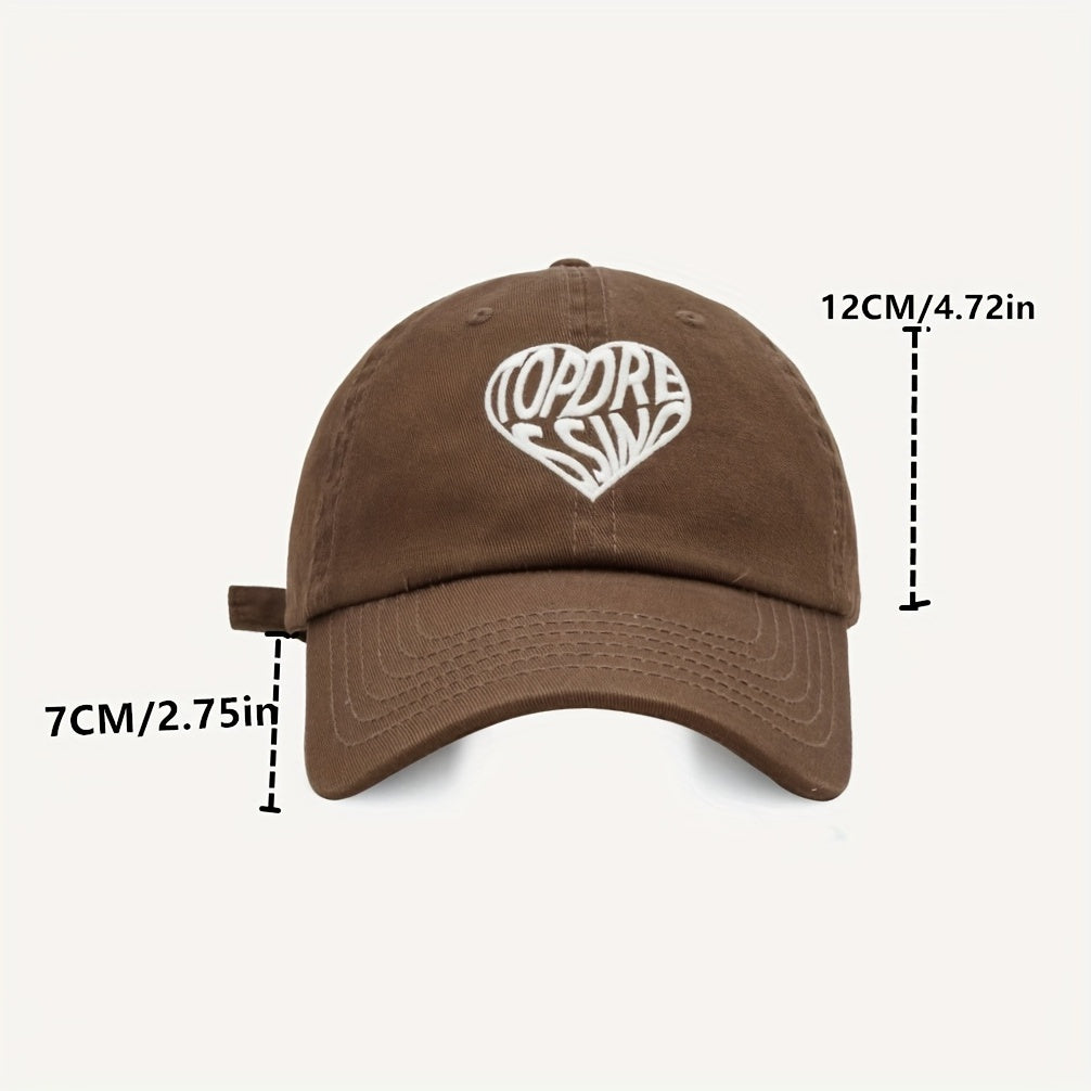 Unisex Sunshade Adjustable Baseball Cap Embroidered Love Heart