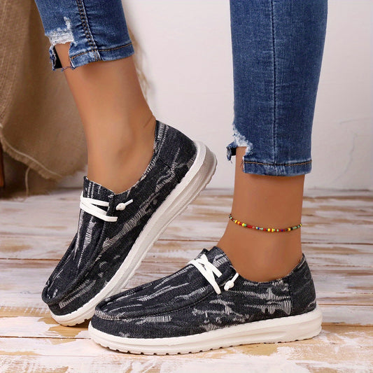 Women's Casual Denim Stripes Skateboard Shoes