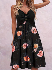 Women's Plus Floral Print Sweetheart Neck Cami Dress
