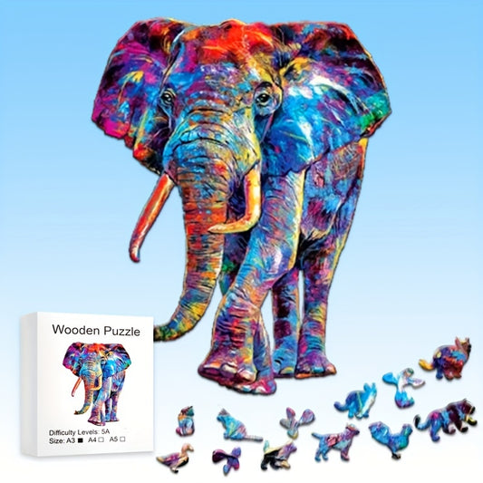 3D Elephant Wooden Puzzle: Fun & Challenging Decompressing Toy