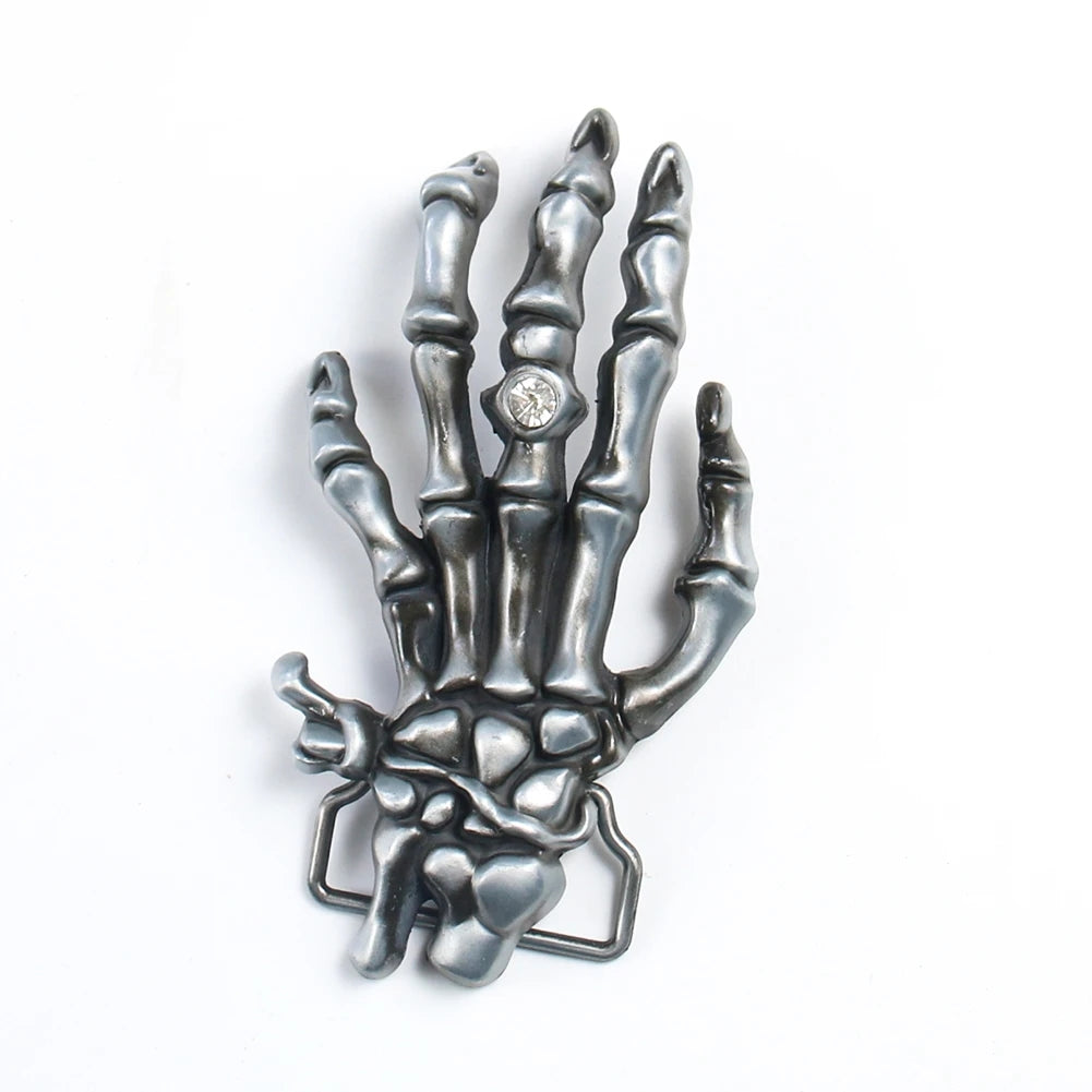 Skull Hand Rhinestone Belt Buckle Rock Punk Metal Accessories