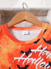 3D Printed Halloween Castle Long-sleeved T-shirt for Kids
