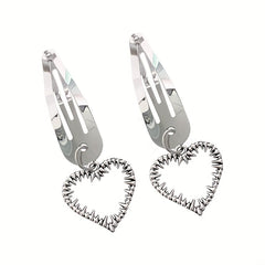2pcs Silvery Hair Clip Snap Clip Y2K Hair Accessories