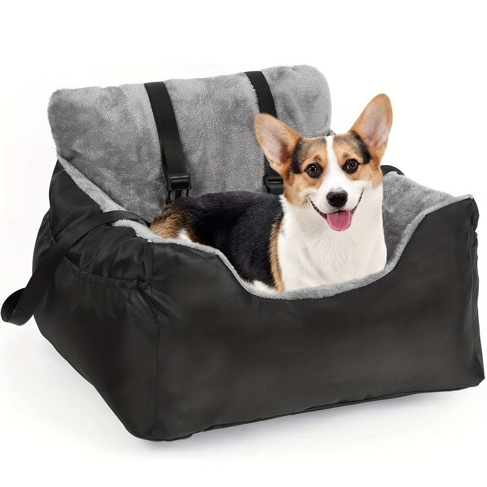 Adjustable Dog Car Seat with Safety Leash and Soft Travel Bed