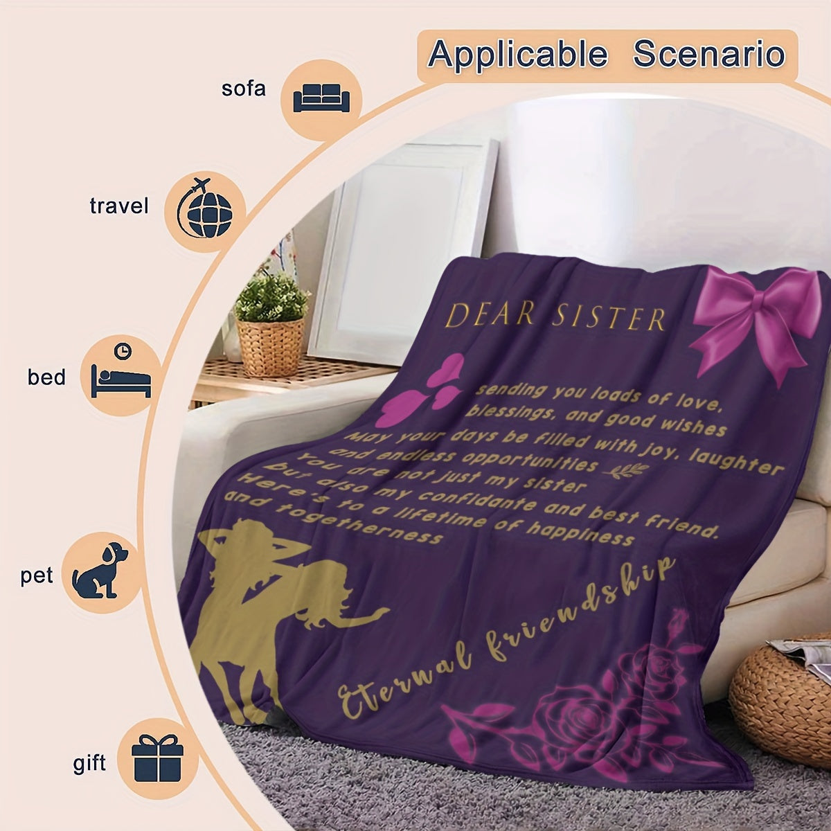 Soft Warm Throw Blanket for Bed Sofa Camping