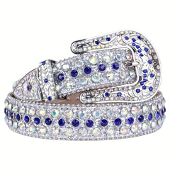 Sparkle Studded Rhinestone Leather Belt for Jeans Dress