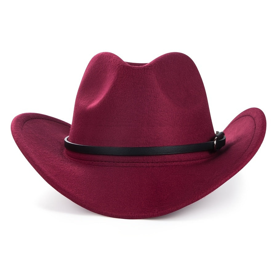 Western Cowboy Felt Hat Men's Rolled Brim Jazz Hat