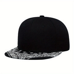 Men's Flower Brim Snapback Baseball Cap Flat Brim Hat