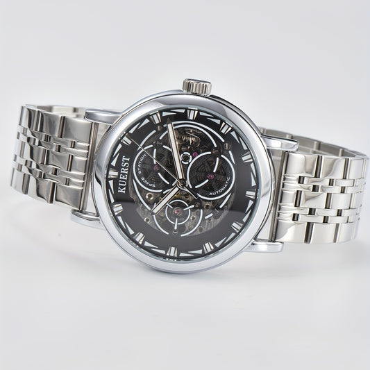 KUERST Men's Steel Strap Mechanical Watch Luminous Dial Creative Wristwatch