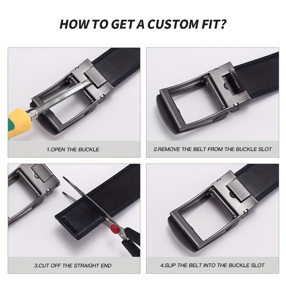 Men's High end Leather Automatic Buckle Business Belt