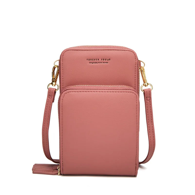 Large Capacity Women's Wallet Solid Leather Mobile Phone Bag