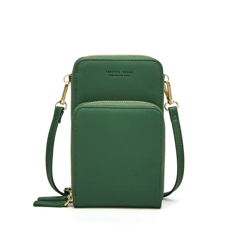 Large Capacity Women's Wallet Solid Leather Mobile Phone Bag