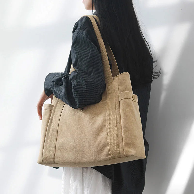 Big Female Canvas Tote Bag for Women School Teens Ladies