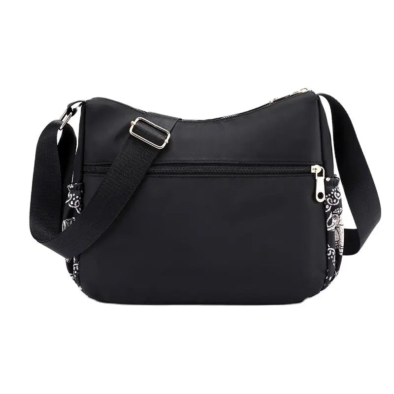 Nylon Canvas Shoulder Bag Traditional Elephant Print Clutch