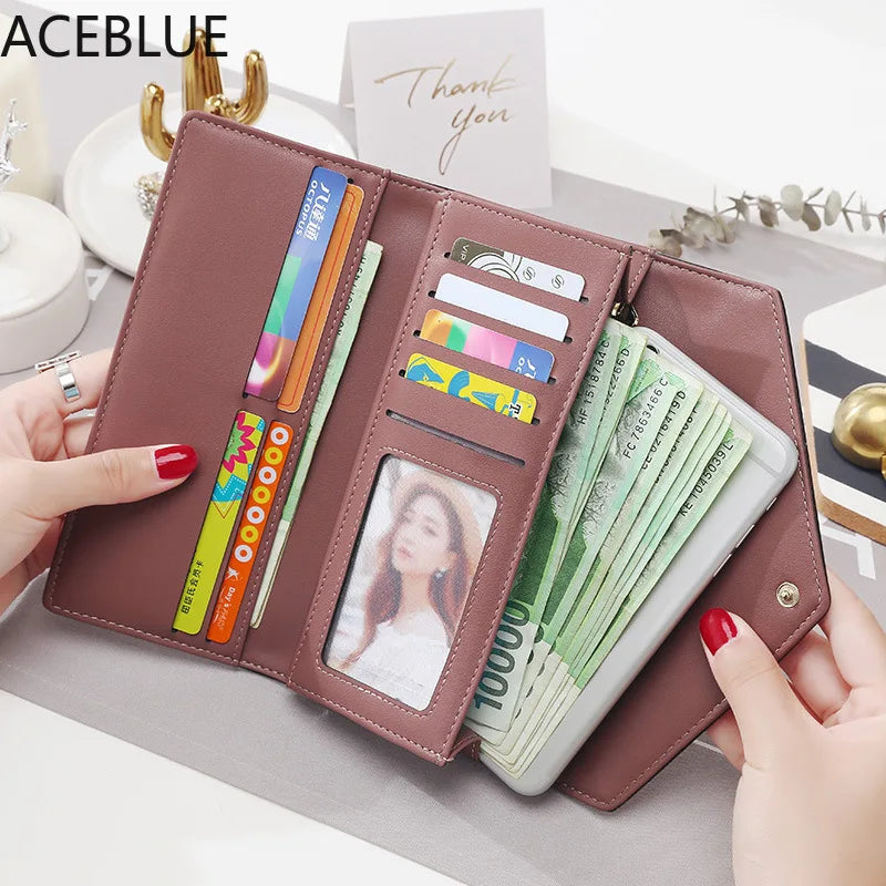 Women's Envelope Clutch Wallet Leather Long Phone Pocket
