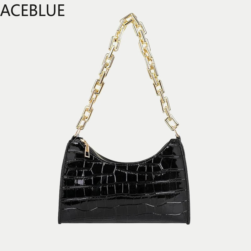 Women's Underarm Handbag Shoulder Bag with Big Chains