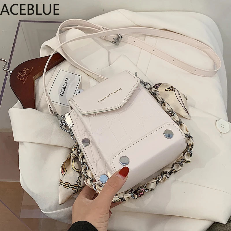 Mini PU Leather Crossbody Bag for Women Rivets Shoulder Handbag and Purse
