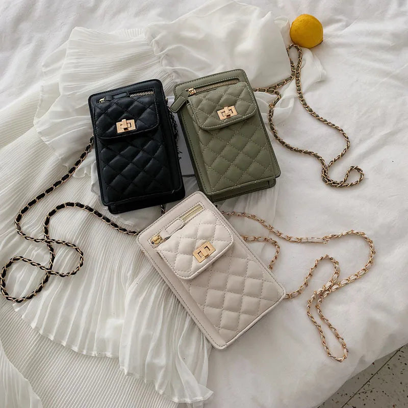Shoulder Bags Purse Women Summer Small Bags Casual Diamonds Lattice Saddle Bags