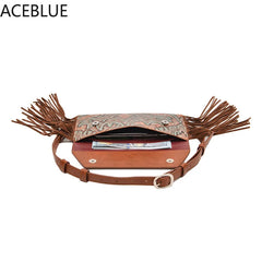 Vintage Tassel Waist Bags For Women Fanny Packs Pu Leather Lady Small Purses