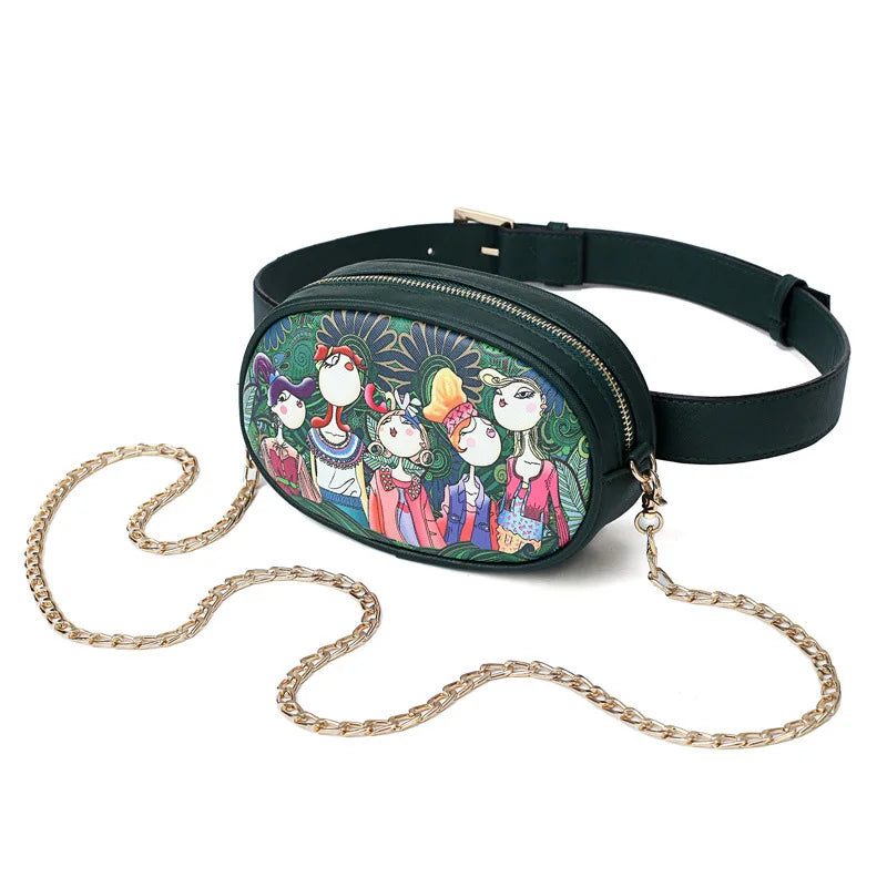 Women PU Leather Waist Bags Waist Packs Women Shoulder Bags Ladies Chain