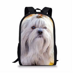 3D Wolf Dog Pattern School Backpack Boys Girls Bookbag Kids Rucksack