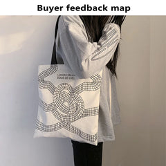 Canvas Shoulder Bag African Girl Print Large Capacity Handbag