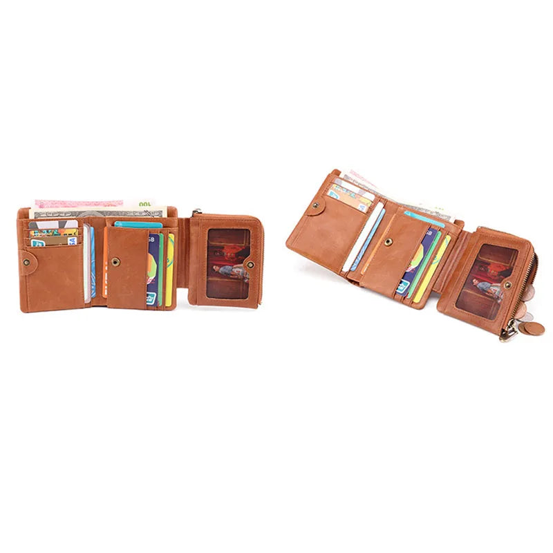 Men's Leather Clutch Wallet with Multi-Card Slots