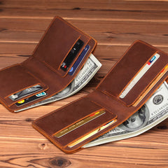 Crazy Horse Leather Men's Wallet Short U.S. Dollar Clip Retro Style