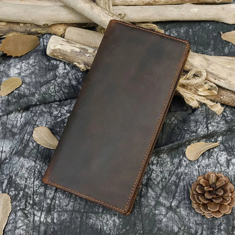 Crazy Horse Leather Men's Long Wallet