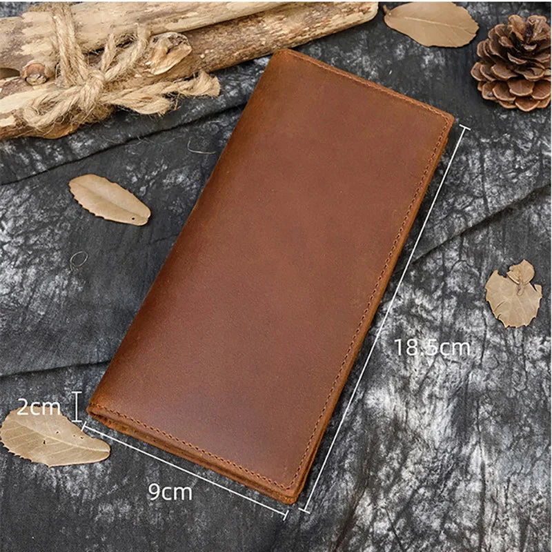Crazy Horse Leather Men's Long Wallet