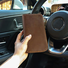 Crazy Horse Leather Men's Long Wallet RFID Anti-magnetic Retro Clutch