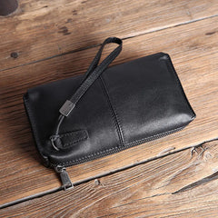 Men's Leather Clutch Wallet Soft Cowhide Mobile Phone Bag