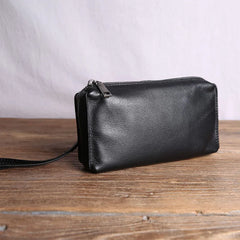 Men's Leather Clutch Wallet Soft Cowhide Mobile Phone Bag