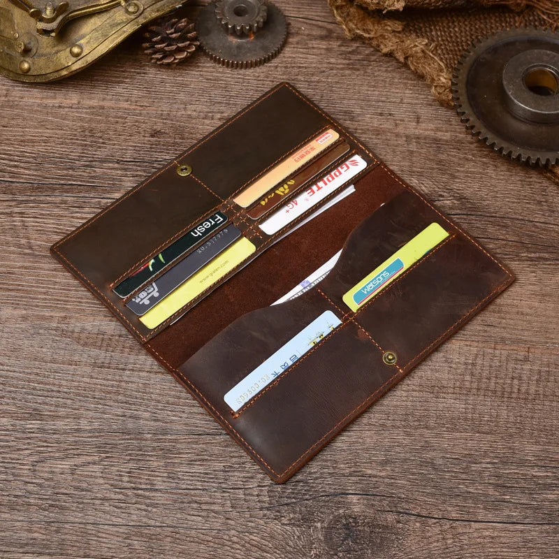 Men's Crazy Horse Leather Long Wallet