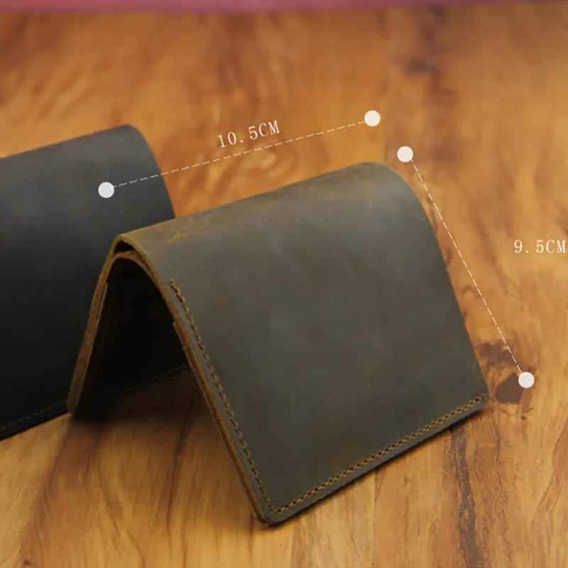 Men's Short Mad Horse Leather Mini Wallet