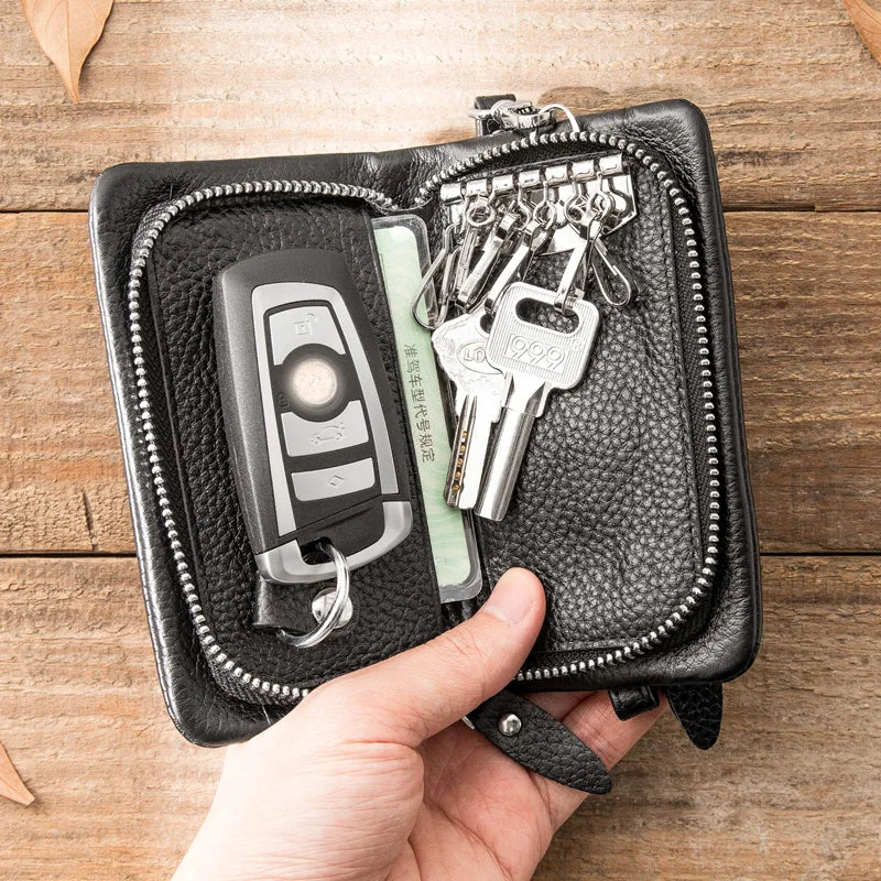 Men's Leather Large-Capacity Utility Key Collection Bag