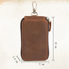 Retro Cowhide Car Key Case - Crazy Horse Leather